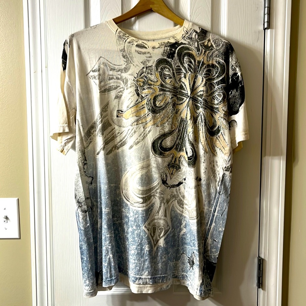 Xzavier Premium T-shirt | Vintage Early 2000s | White/Blue | Rhinestones